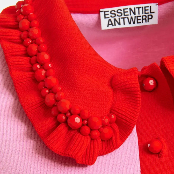 Jewelry Embroidered Knit Polo - Pink