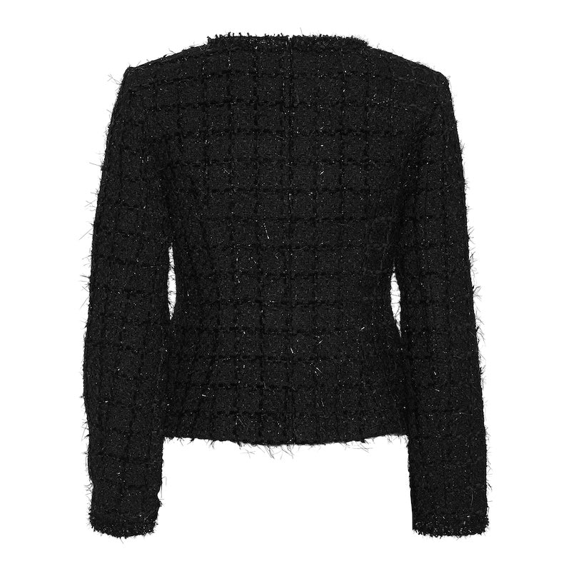 Solange tweed blazer top - black with shimmer