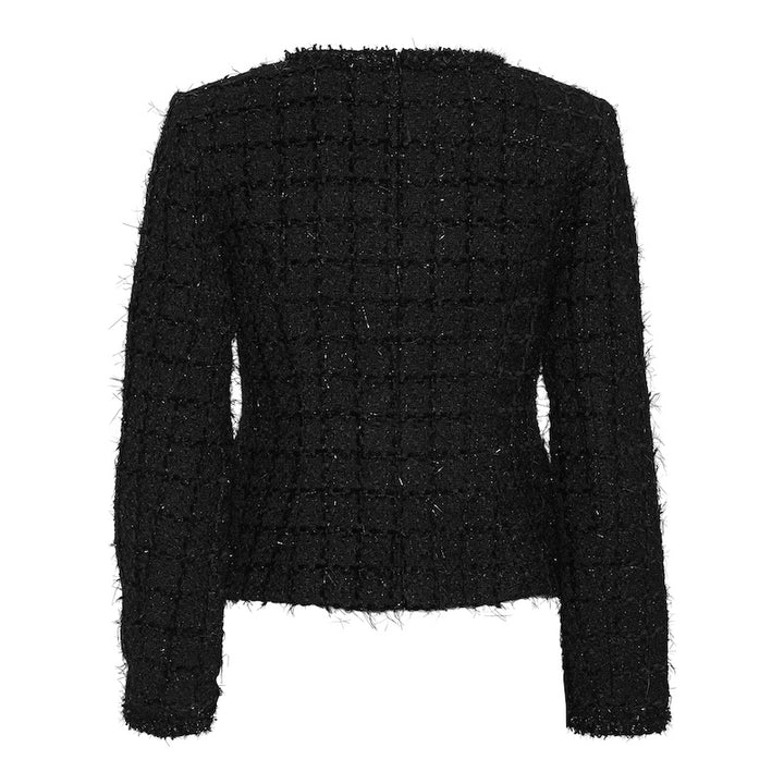 Solange tweed blazer top - black with shimmer