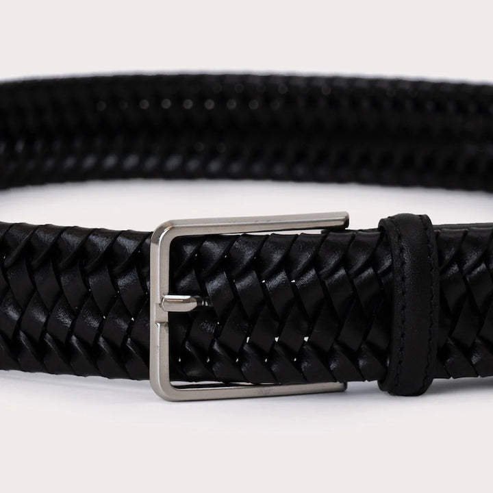 Laghi braided leather belt - black
