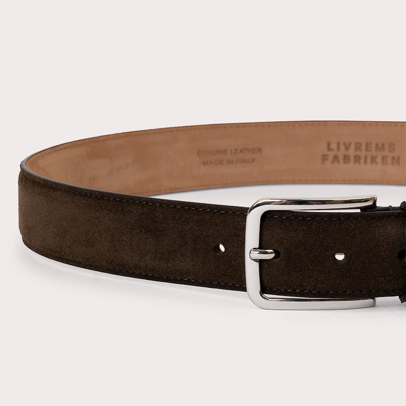 Longarone suede leather belt -brown