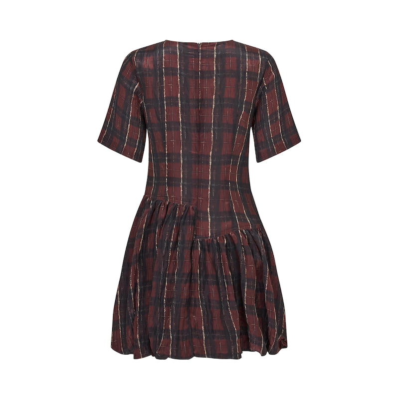 Astrid dress - dark red check