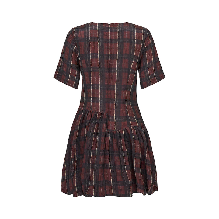 Astrid dress - dark red check
