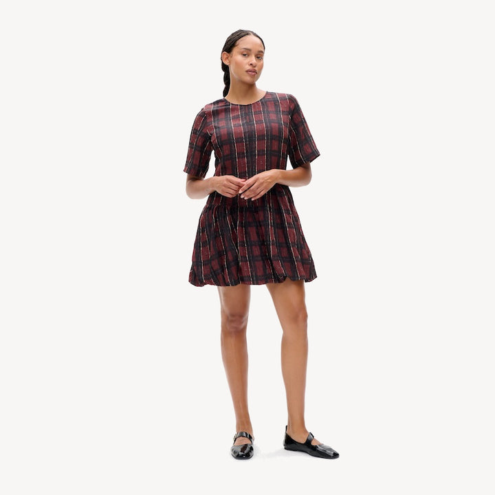 Astrid dress - dark red check