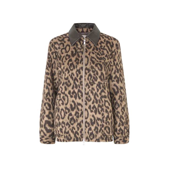 Beline jacket - wool camel leopard