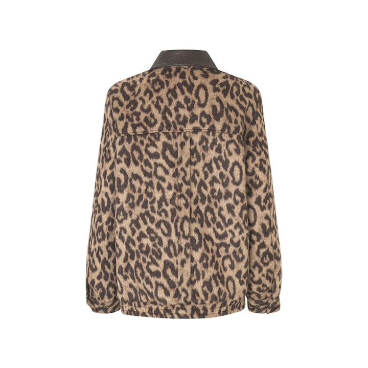 Beline jacket - wool camel leopard