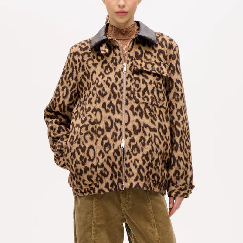 Beline jacket - wool camel leopard