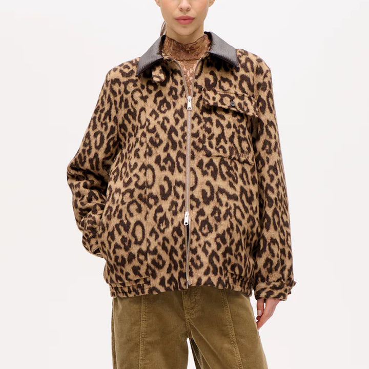 Beline jacket - wool camel leopard