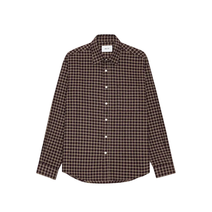 Deon flannel shirt - bordeaux check