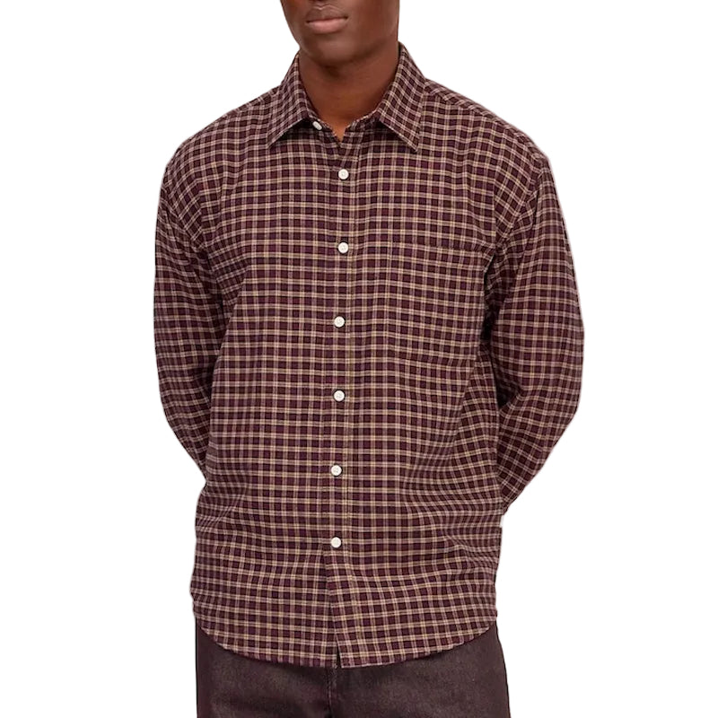 Deon flannel shirt - bordeaux check