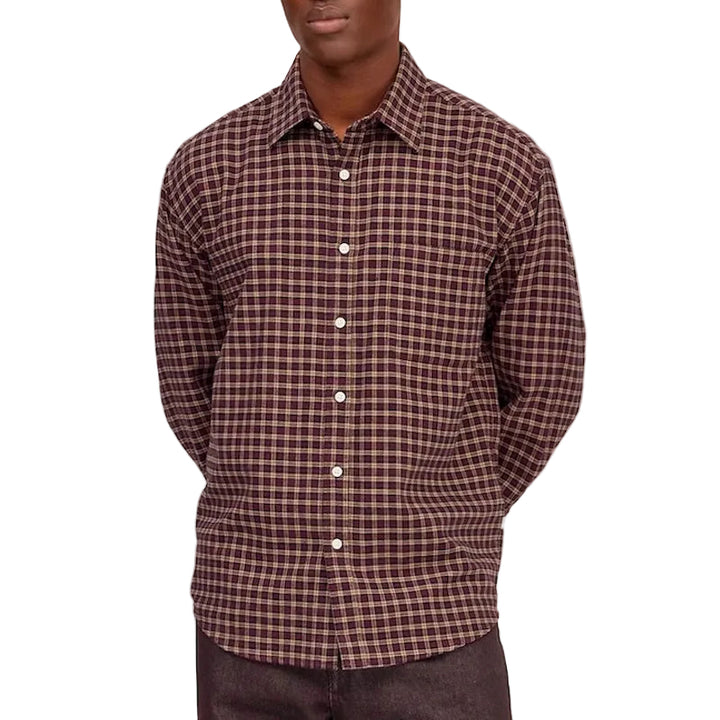 Deon flannel shirt - bordeaux check