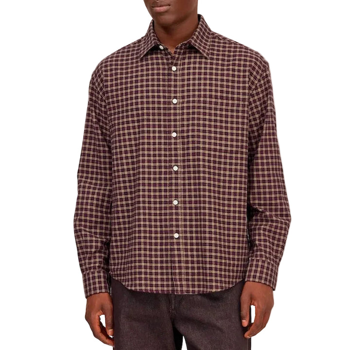 Deon flannel shirt - bordeaux check