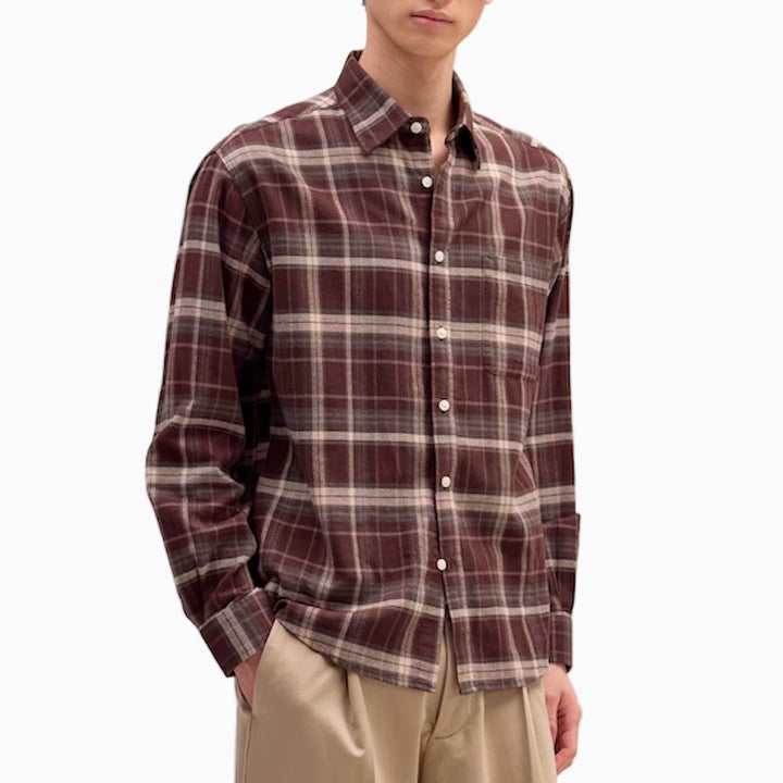 Deon flannel shirt - dusky port