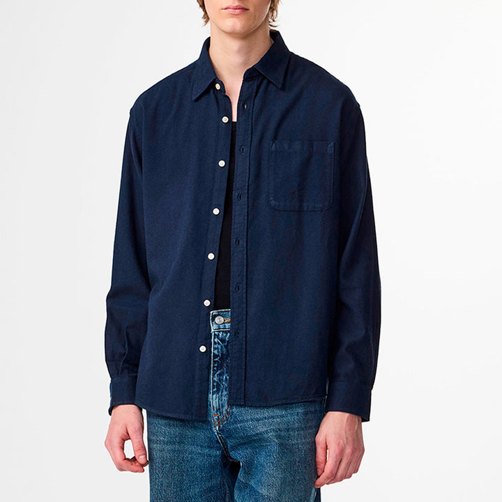 Deon flannel shirt - navy blue