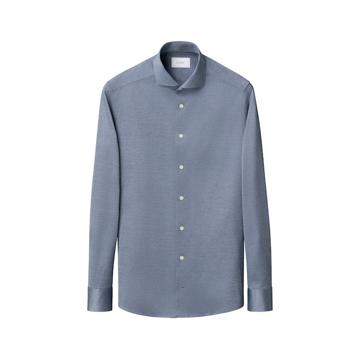 Filo di scozia knit shirt - blue