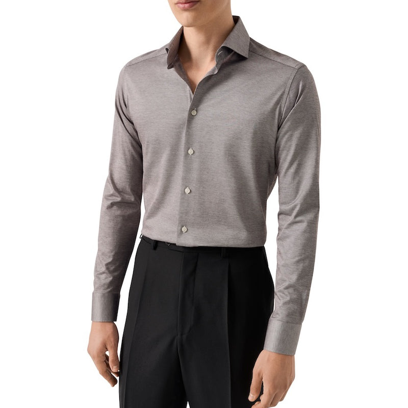 Filo di scozia knit shirt - light brown
