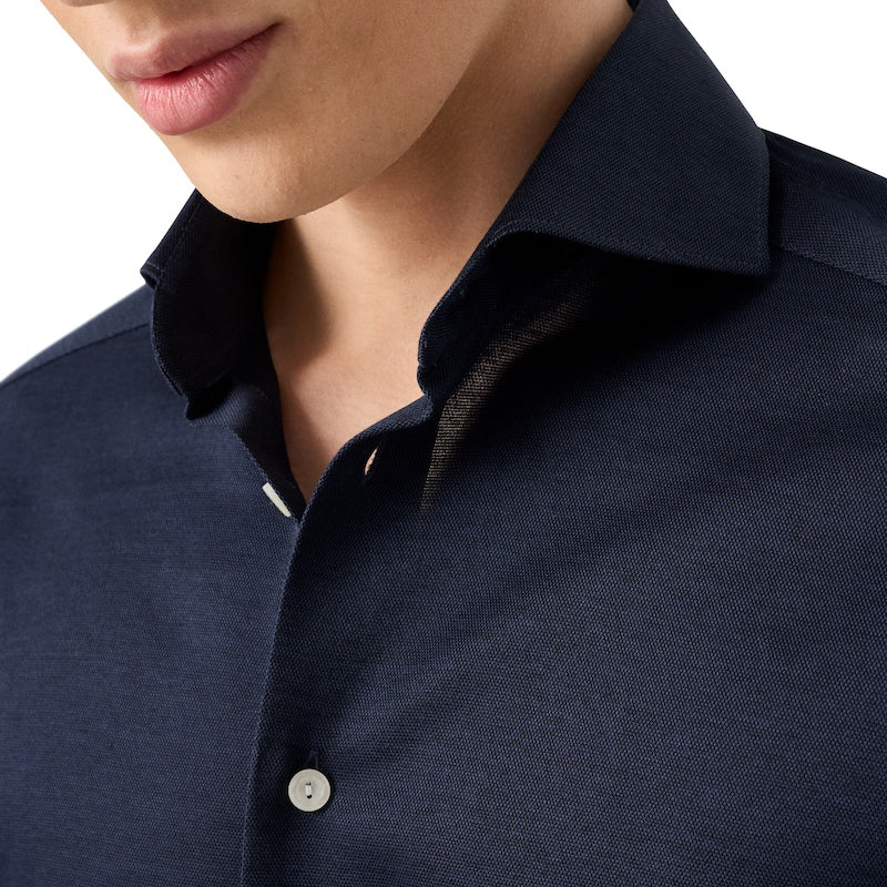 Filo di scozia knit shirt - navy