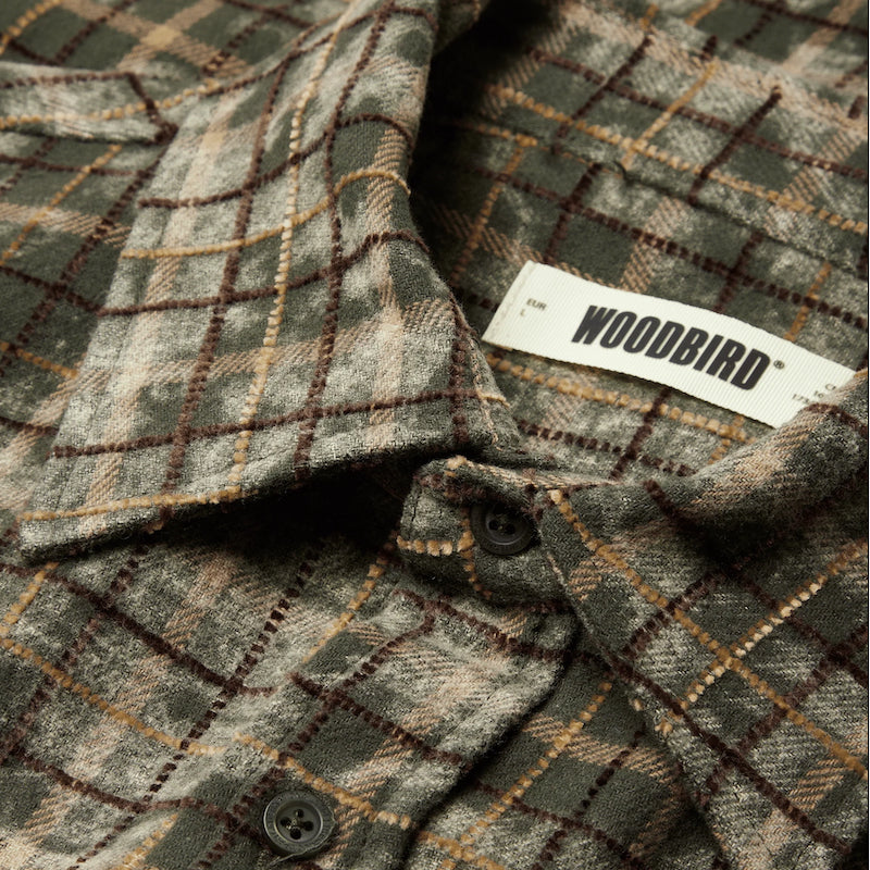 WBJong washed check shirt - honey-dark olive