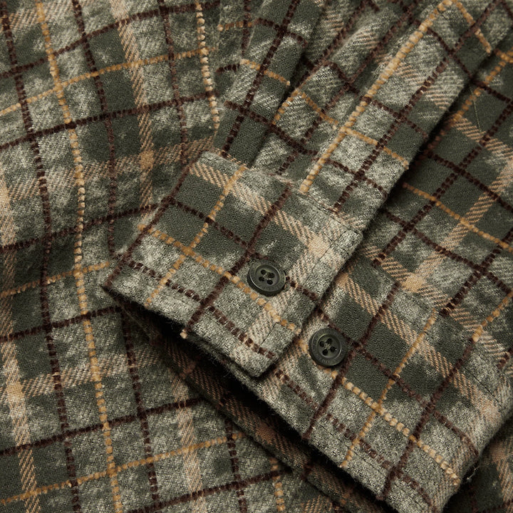 WBJong washed check shirt - honey-dark olive