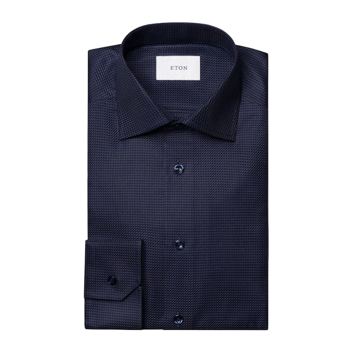 Houndstooth king twill shirt - navy