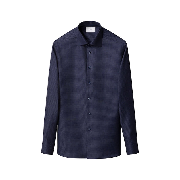 Houndstooth king twill shirt - navy