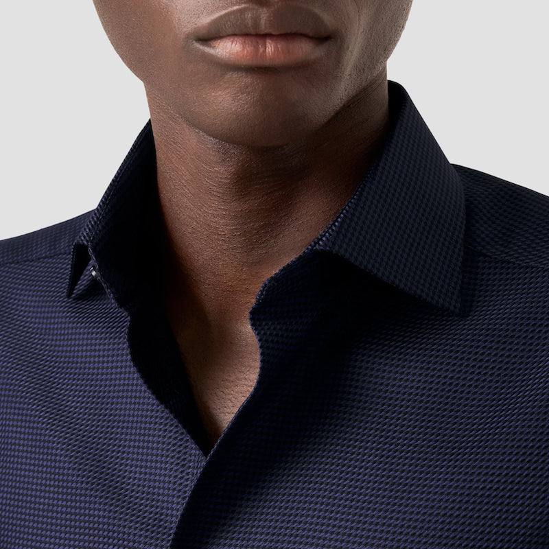 Houndstooth king twill shirt - navy