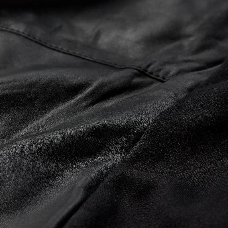 Lily leather drape top - black