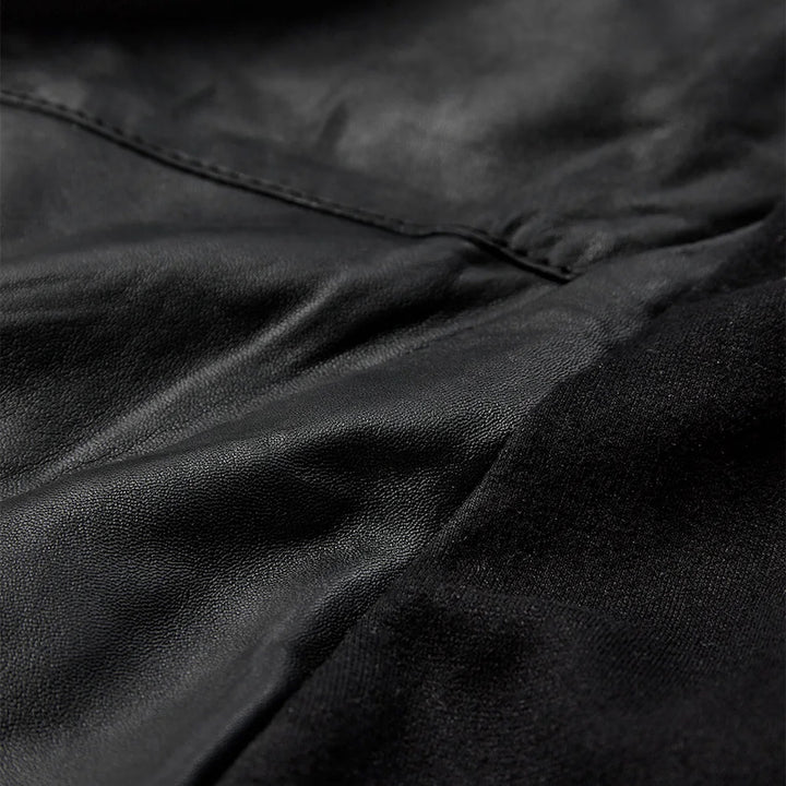 Lily leather drape top - black