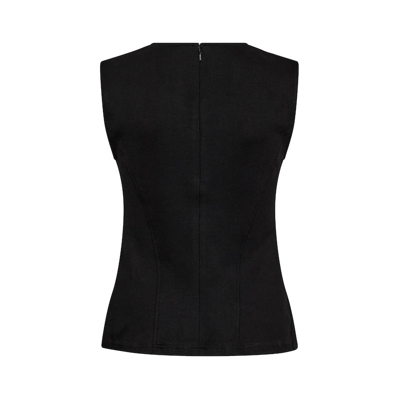 Lily leather drape top - black