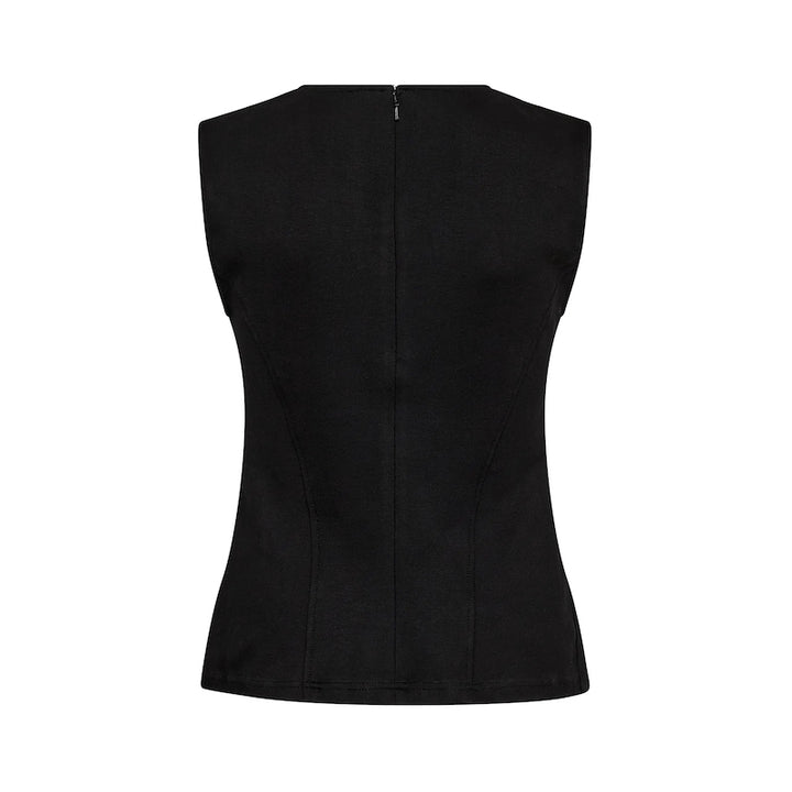 Lily leather drape top - black