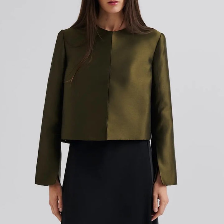 Ruthie cropped blouse - olive