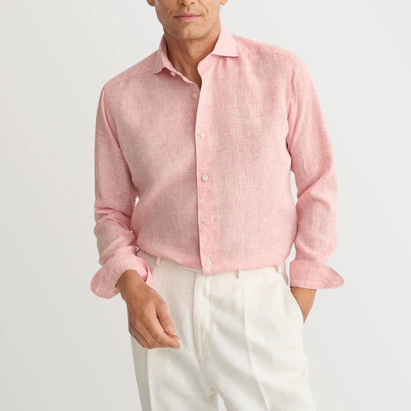 Solid linen shirt - pink