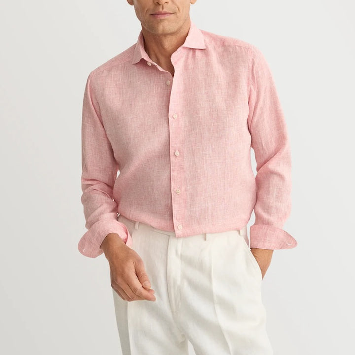 Solid linen shirt - pink