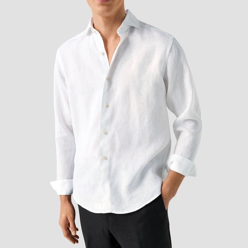 Solid linen shirt - white
