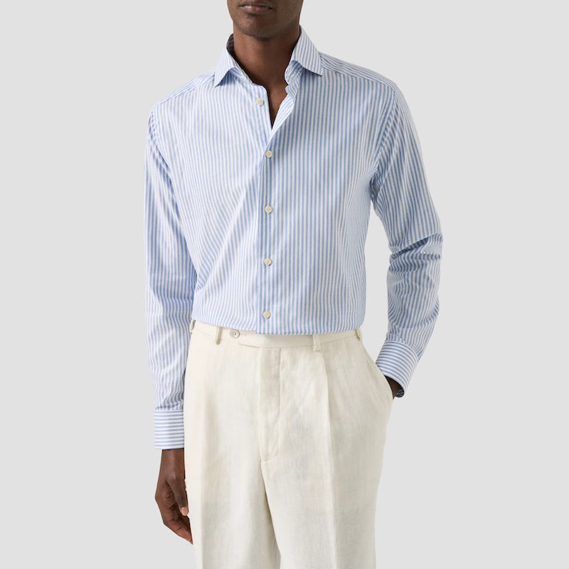 Striped signature Oxford shirt - blue