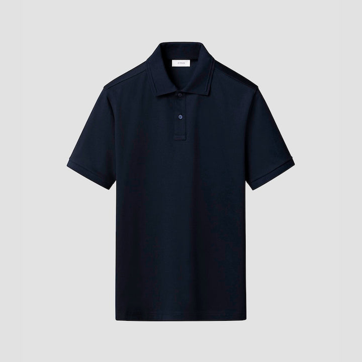 Cotton interlock polo shirt - navy