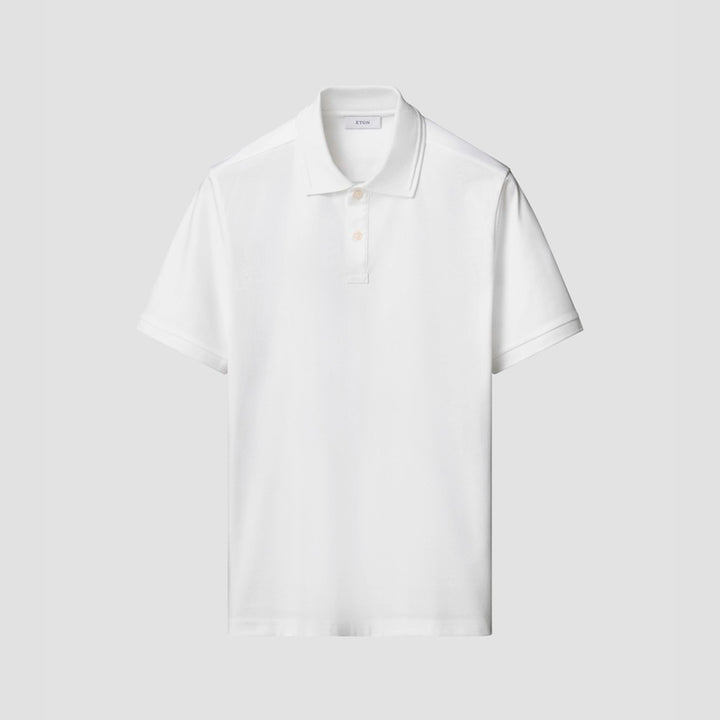 Cotton interlock polo shirt - white