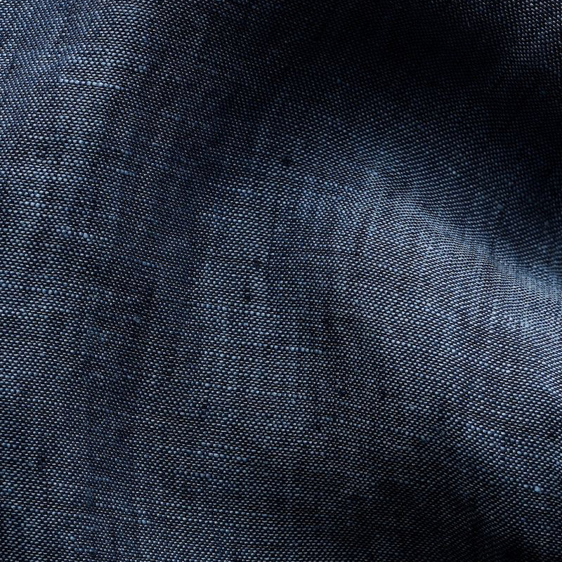 Slim Fit Indigo Plain Weave Linen Shirt - dark blue