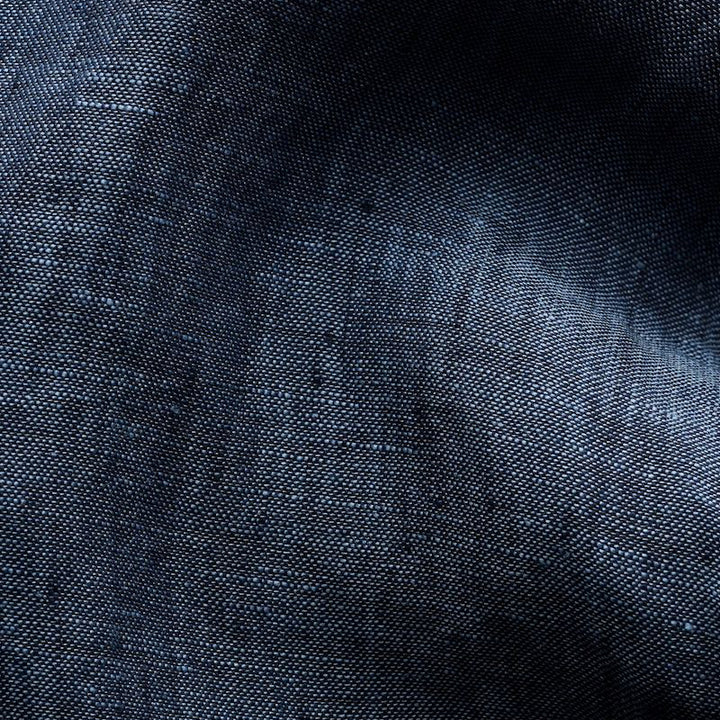 Slim Fit Indigo Plain Weave Linen Shirt - dark blue